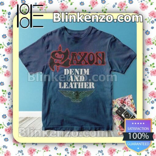 Saxon Denim And Leather Album Cover Custom T-Shirt