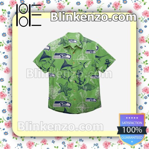 Seattle Seahawks Floral Short Sleeve Shirts a