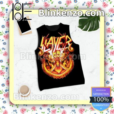 Slayer Band Logo Design Black Tank Top Men