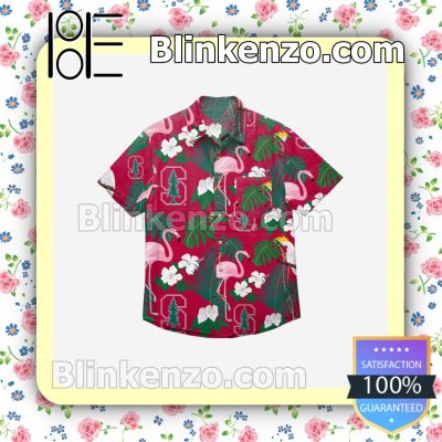 Stanford Cardinal Floral Short Sleeve Shirts a