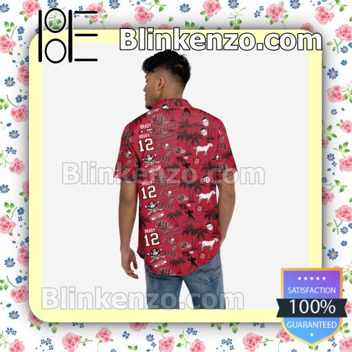 Tampa Bay Buccaneers Tom Brady Floral Short Sleeve Shirts a