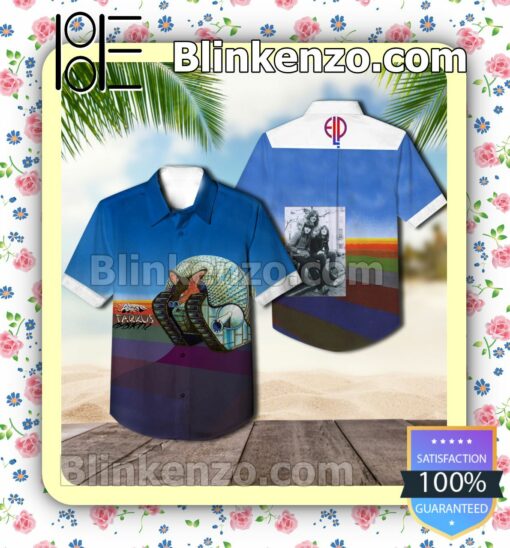Tarkus Album By Emerson Lake And Palmer Blue Short Sleeve Shirts