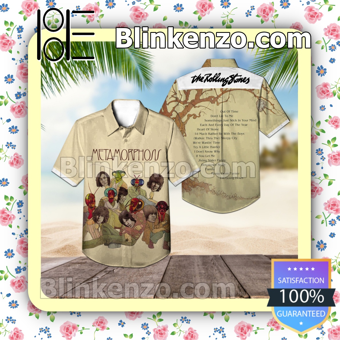 The Rolling Stones Metamorphosis Compilation Album Cover Summer Beach Shirt