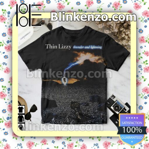 Thin Lizzy Thunder And Lightning Album Cover Black Birthday Shirt