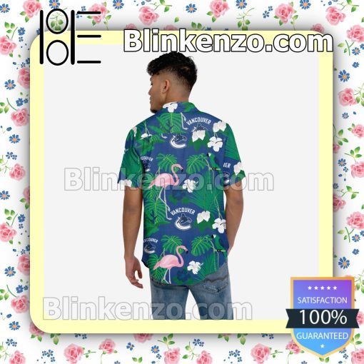 Vancouver Canucks Floral Short Sleeve Shirts a