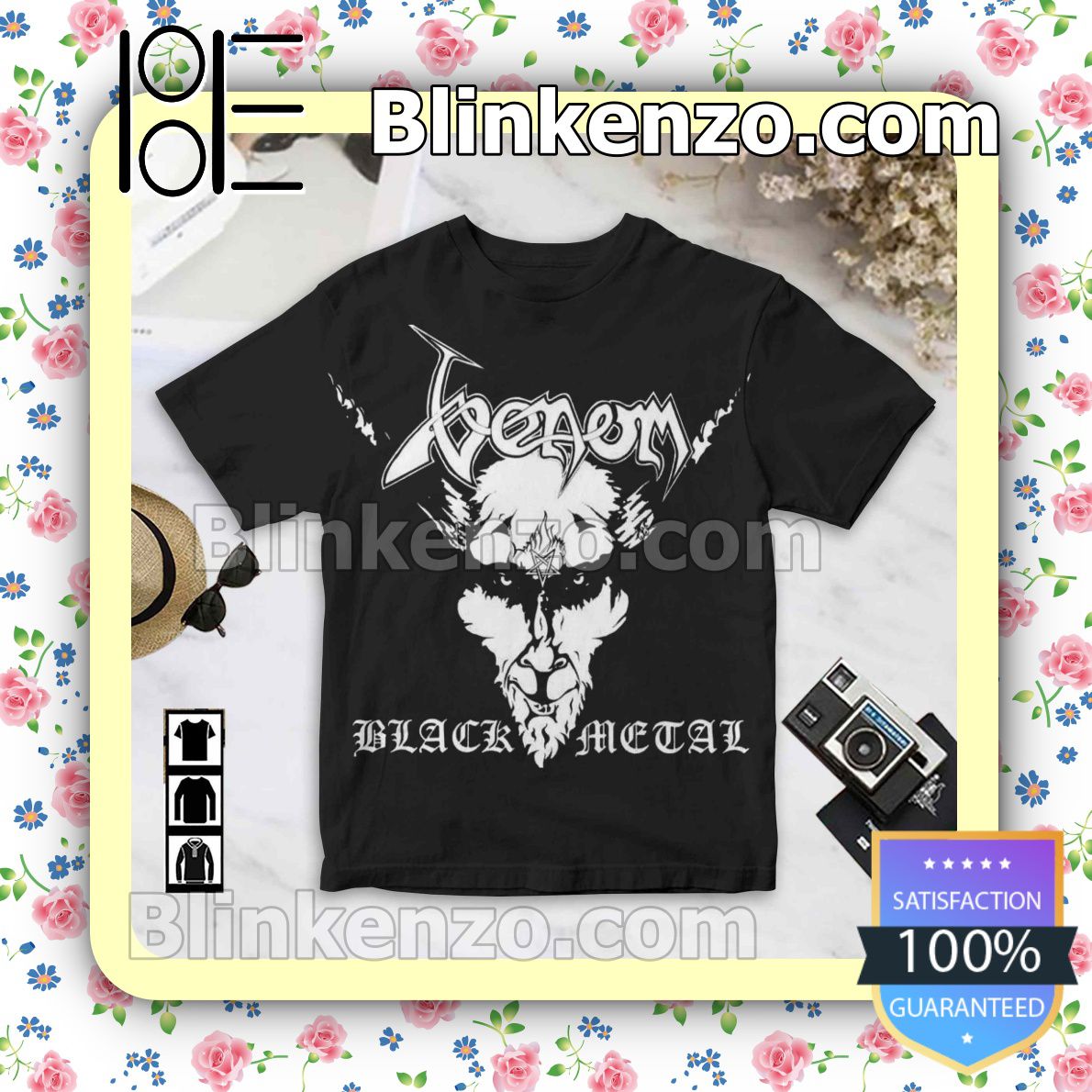 Vibrant Venom Black Metal Album Cover Black Custom Shirt