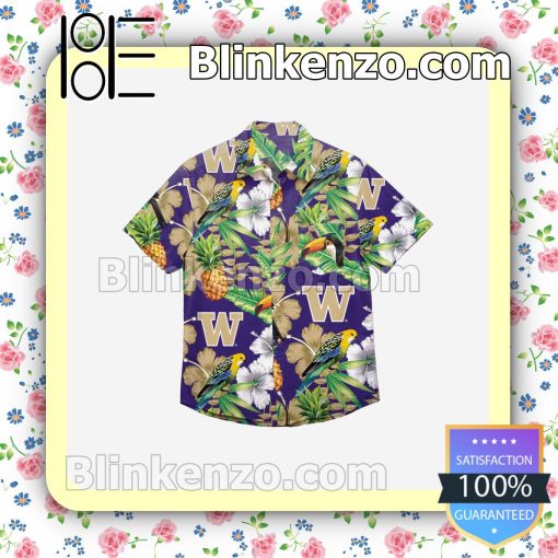 Washington Huskies Floral Short Sleeve Shirts a