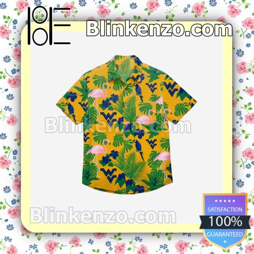 West Virginia Mountaineers Floral Short Sleeve Shirts a