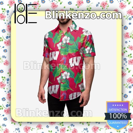 Wisconsin Badgers Floral Short Sleeve Shirts