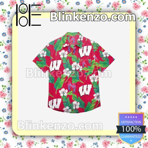 Wisconsin Badgers Floral Short Sleeve Shirts a