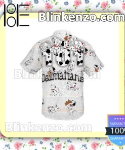 101 Dalmatians Black Polka Dot White Summer Hawaiian Shirt b