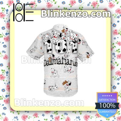 101 Dalmatians Black Polka Dot White Summer Hawaiian Shirt b