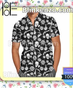 A Pirate Life Disney Inspired Cartoon Graphics Black Summer Hawaiian Shirt, Mens Shorts