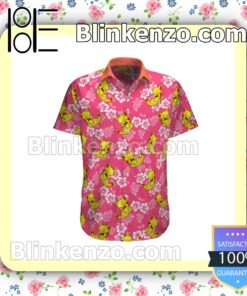 Abra Pokemon Hibicus Floral Pattern Pink Summer Hawaiian Shirt