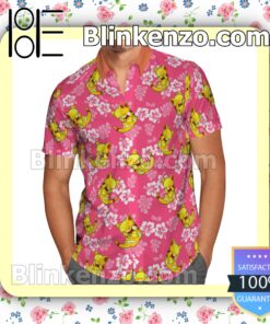 Abra Pokemon Hibicus Floral Pattern Pink Summer Hawaiian Shirt a