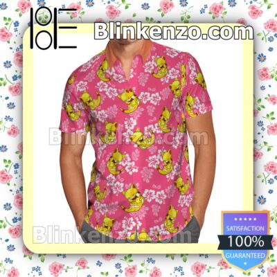 Abra Pokemon Hibicus Floral Pattern Pink Summer Hawaiian Shirt a