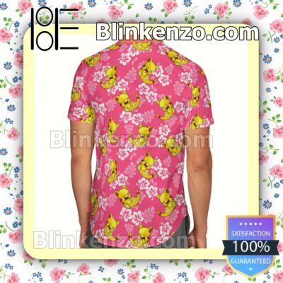 Abra Pokemon Hibicus Floral Pattern Pink Summer Hawaiian Shirt b