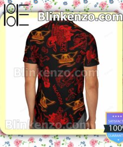 Aerosmith Fashion Red And Black Hawaiian Shirts, Swim Trunks b