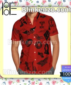 Aerosmith Rock And Roll Signatures Red Summer Shirts a