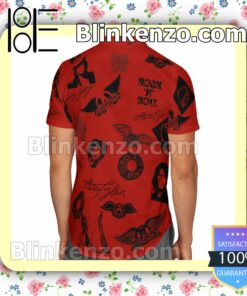 Aerosmith Rock And Roll Signatures Red Summer Shirts b