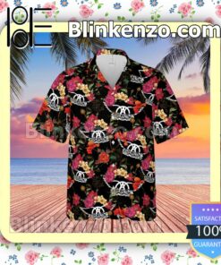 Aerosmith Rock Band Floral Pattern Summer Hawaiian Shirt, Mens Shorts