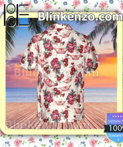 Aerosmith Rock Band Floral Pattern White Summer Hawaiian Shirt, Mens Shorts a