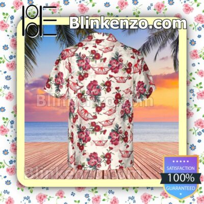 Aerosmith Rock Band Floral Pattern White Summer Hawaiian Shirt, Mens Shorts a