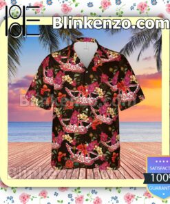 Aerosmith Rock Band Red Logo Floral Pattern Summer Hawaiian Shirt, Mens Shorts