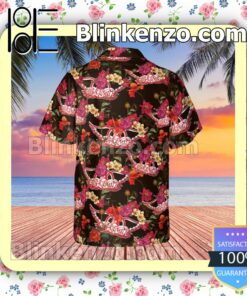 Aerosmith Rock Band Red Logo Floral Pattern Summer Hawaiian Shirt, Mens Shorts a