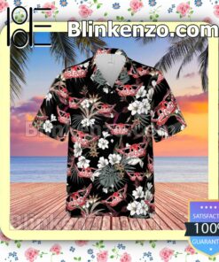 Aerosmith Rock Band Tropical Forest Black Summer Hawaiian Shirt, Mens Shorts