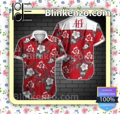 Afi Grey Tropical Floral Red Summer Shirts