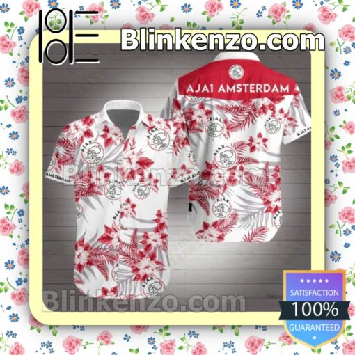 Ajax Amsterdam Red Tropical Floral White Summer Shirts