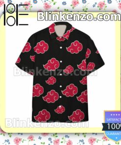 Akatsuki Symbol Naruto Shippuden Black Summer Hawaiian Shirt, Mens Shorts