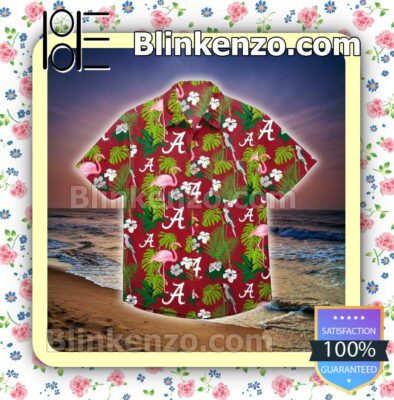 Alabama Crimson Tide Flamingo Green Leaves Red Summer Shirt