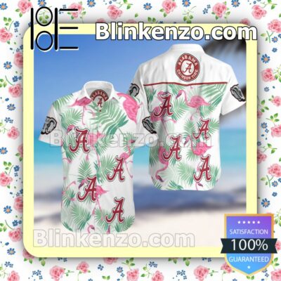 Alabama Crimson Tide Flamingo White Summer Hawaiian Shirt, Mens Shorts