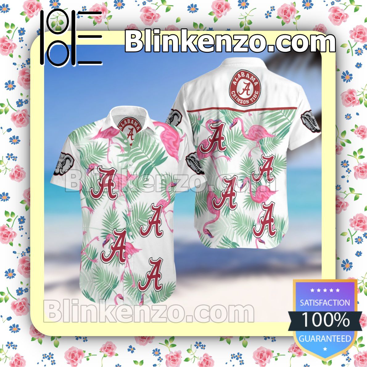 Alabama Crimson Tide Flamingo White Summer Hawaiian Shirt, Mens Shorts