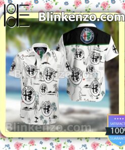 Alfa Romeo F1 Racing White Summer Hawaiian Shirt, Mens Shorts