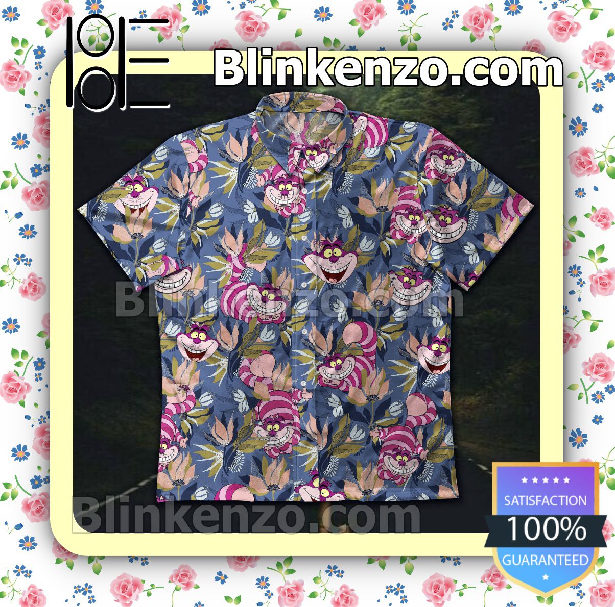 Amazon Alice In Wonderland Cheshire Cat Flower Summer Shirts