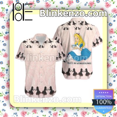 Alice In Wonderland Disney Floral Pattern Pink Nude Summer Hawaiian Shirt