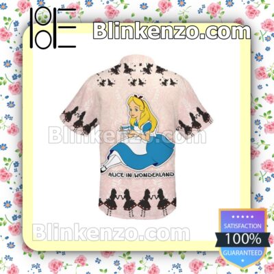 Alice In Wonderland Disney Floral Pattern Pink Nude Summer Hawaiian Shirt b