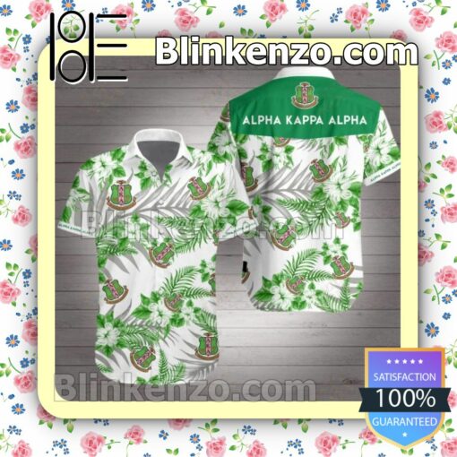 Alpha Kappa Alpha Green Tropical Floral White Summer Shirts