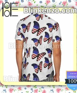 Amazing American Flag Butterflies White Summer Hawaiian Shirt, Mens Shorts a