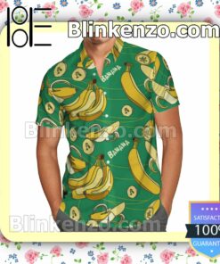 Amazing Bananas Green Summer Hawaiian Shirt, Mens Shorts