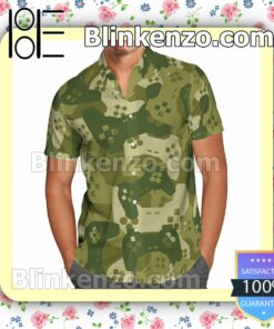 Amazing Camouflage Gaming Joysticks Green Summer Hawaiian Shirt, Mens Shorts