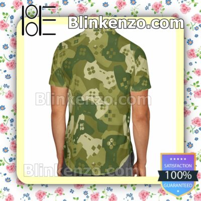 Amazing Camouflage Gaming Joysticks Green Summer Hawaiian Shirt, Mens Shorts a