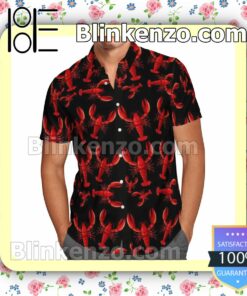 Amazing Lobsters Black Summer Hawaiian Shirt, Mens Shorts