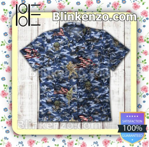 American Veteran Blue Camo Summer Shirt