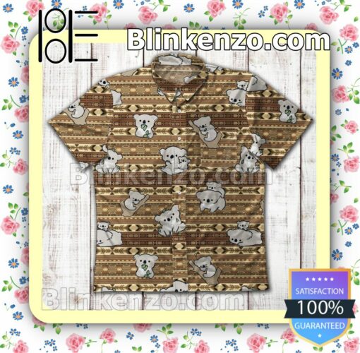 Animal Koala Eating Leaf Tribal Pattern Summer Shirts