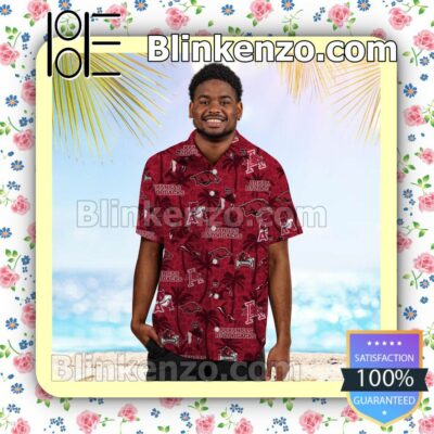 Arkansas Razorbacks Tropical Coconut Tree Mens Shirt, Swim Trunk