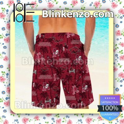 Arkansas Razorbacks Tropical Coconut Tree Mens Shirt, Swim Trunk a